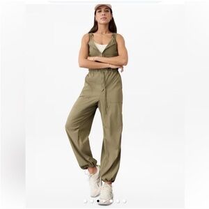 Athleta Olive Green Zip-Up Jumpsuit